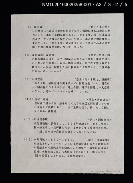 主要名稱：舊東京都美術館/劃一題名：20世紀．東京（銅版書票集）圖檔，第5張，共11張