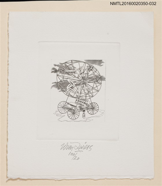 主要名稱：藏書票—四輪車與裸女/劃一題名：內田市五郎藏書票集圖檔，第1張，共1張