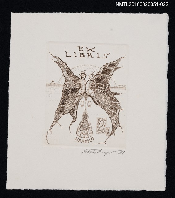 主要名稱：藏書票—蝶/劃一題名：芥舟．原野賢吉藏書票集圖檔，第1張，共1張