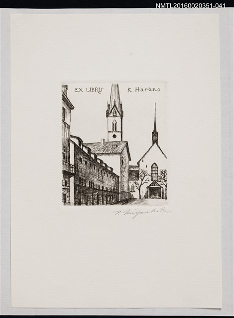 主要名稱：藏書票—街角/劃一題名：芥舟．原野賢吉藏書票集圖檔，第1張，共1張