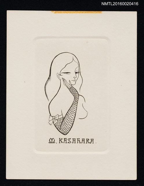 主要名稱：藏書票—戴網手套的女人圖檔，第1張，共1張