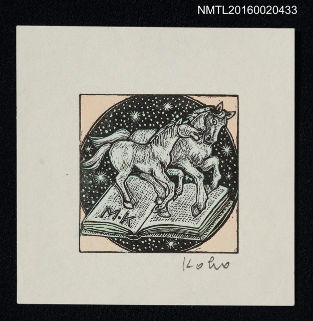 主要名稱：藏書票—書中星空雙馬 圖檔，第1張，共1張