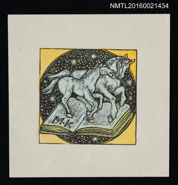 主要名稱：藏書票—書中星空雙馬圖檔，第1張，共1張