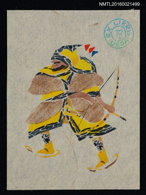 主要名稱：藏書票—蝦夷狩獵図圖檔，第1張，共1張