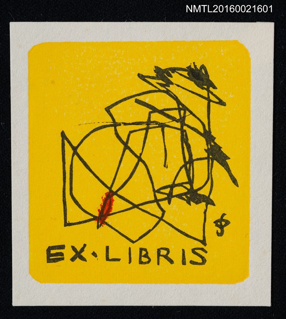 主要名稱：藏書票—黃底抽象線條圖檔，第1張，共1張