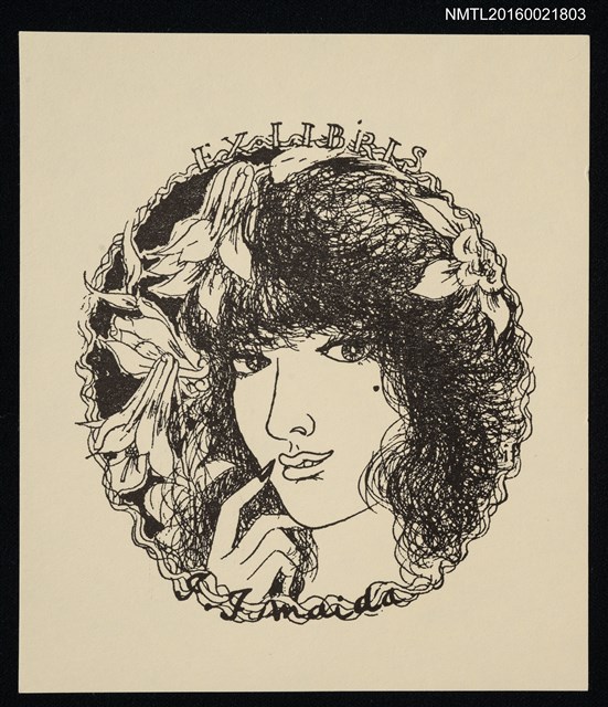 主要名稱：藏書票—花漾女子臉龐圖檔，第1張，共1張