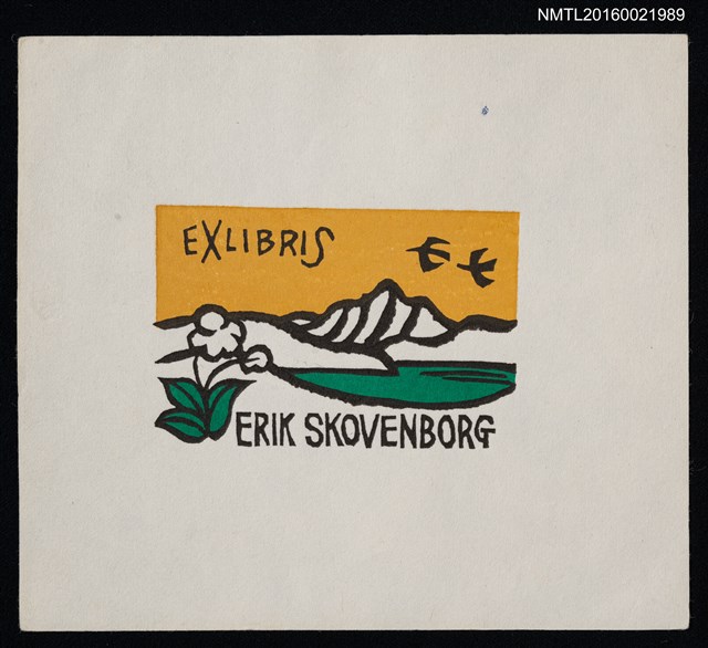 主要名稱：藏書票—湖山與小花圖檔，第1張，共1張