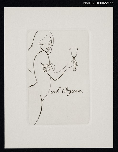 主要名稱：藏書票—持高腳杯的裸女 圖檔，第1張，共1張