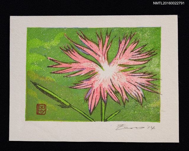 主要名稱：藏書票—カワラナデシコ（撫子）圖檔，第1張，共1張