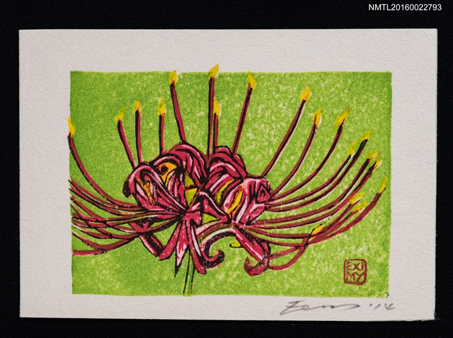 主要名稱：藏書票—ヒガンバナ（石蒜）圖檔，第1張，共1張