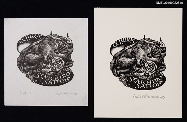 主要名稱：藏書票—公牛與玫瑰圖檔，第1張，共3張