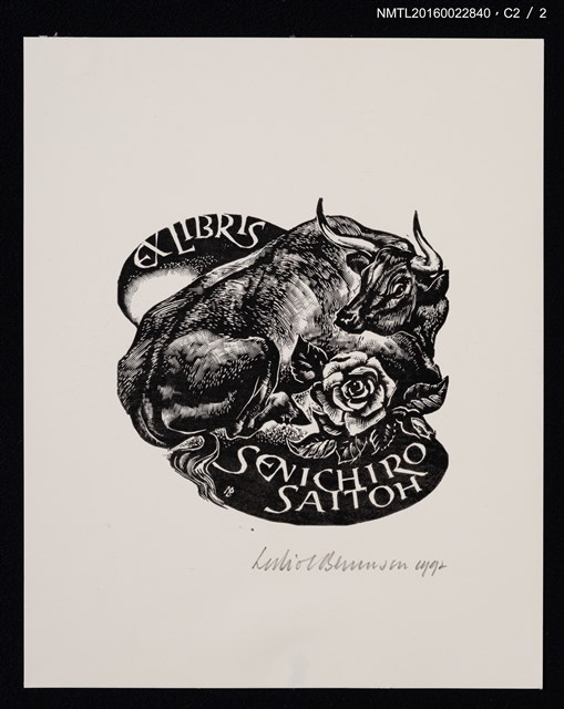 主要名稱：藏書票—公牛與玫瑰圖檔，第3張，共3張