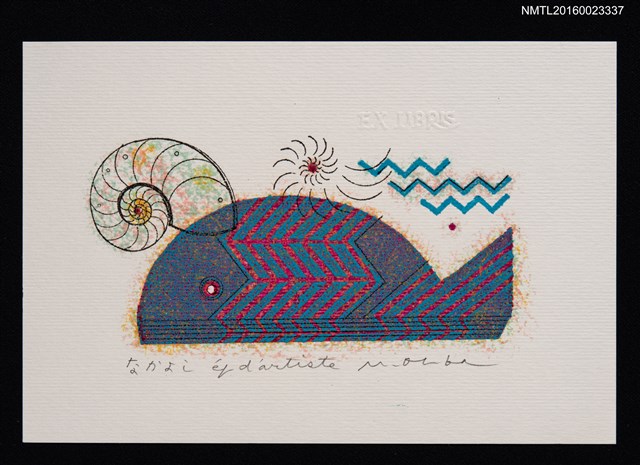 主要名稱：藏書票—鯨魚與鸚鵡螺圖檔，第1張，共1張