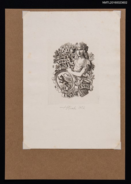 主要名稱：藏書票—橡樹女孩與徽紋圖檔，第1張，共1張