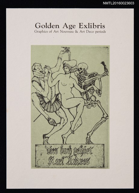 主要名稱：藏書票—與騎士、骷髏共舞的裸女圖檔，第1張，共1張