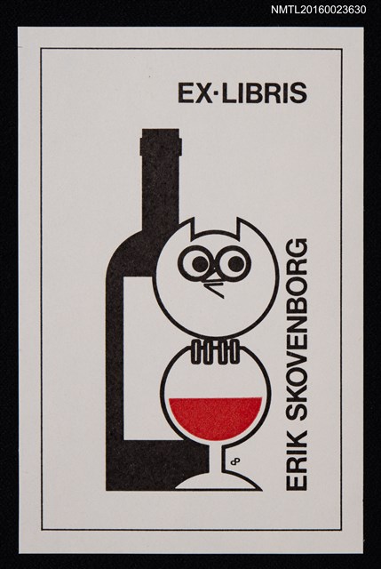 主要名稱：藏書票—貓頭鷹與酒圖檔，第1張，共1張