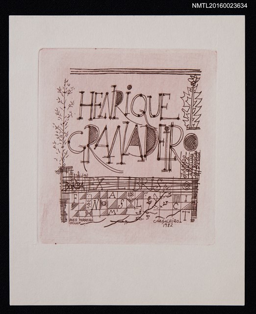 主要名稱：藏書票—HENRIQUE GRANADEIRO藏書圖檔，第1張，共1張