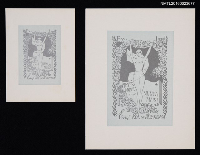 主要名稱：藏書票—NEVER MORE／NUNCA MAIS（從未）圖檔，第1張，共3張