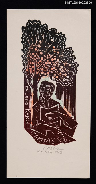 主要名稱：藏書票—樹下閱讀圖檔，第1張，共1張