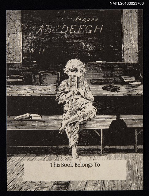 主要名稱：藏書票—正在閱讀的孩子圖檔，第1張，共1張