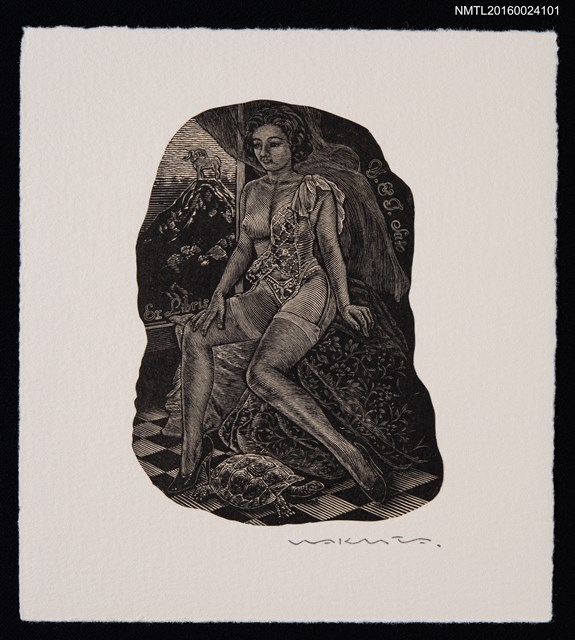 主要名稱：藏書票—裸婦 • レース（裸女 • 競賽）圖檔，第1張，共1張