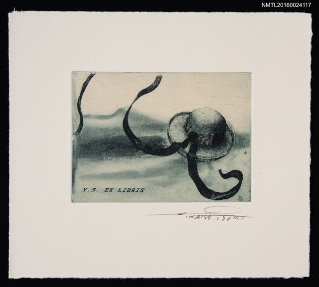 主要名稱：藏書票—麦藁帽子圖檔，第1張，共1張