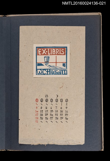 主要名稱：藏書票曆——窗邊玻璃杯影/劃一題名：《愛書票集》（昭和20-23年）圖檔，第1張，共2張