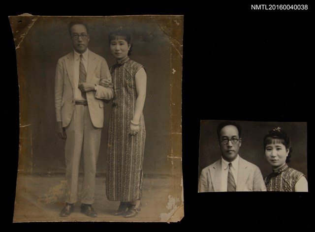 主要名稱：洪炎秋與夫人關國藩合影（應為新婚時期）圖檔，第1張，共3張