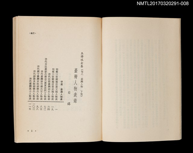 主要名稱：臺灣人物表論/全集題名：王詩琅全集 卷八 臺灣人物（下）圖檔，第2張，共4張