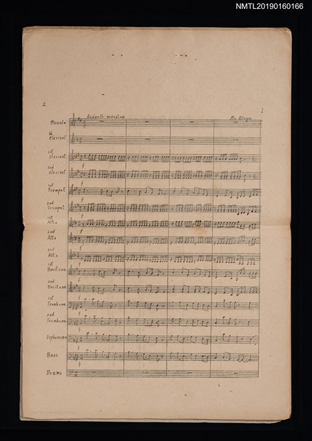 主要名稱：中華民國讚管樂伴奏總譜（油印本）圖檔，第2張，共2張