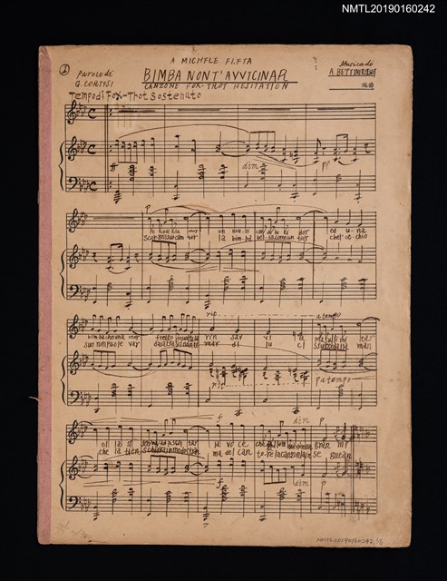 主要名稱：BIMBA NONT'AVVTCINAR填詞樂譜圖檔，第1張，共1張