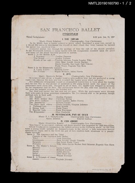 主要名稱：SAN FRANCISCO BALLET演出節目表圖檔，第1張，共2張