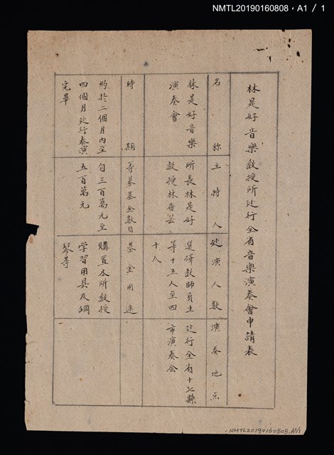 主要名稱：林是好（林氏好）音樂教授所致台灣省政府主席函圖檔，第4張，共4張