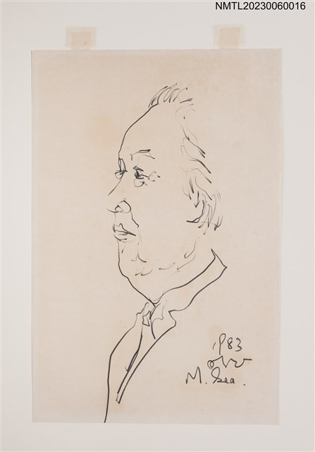 主要名稱：施明正手繪鉛筆素描：巫永福肖像（1983）圖檔，第3張，共3張