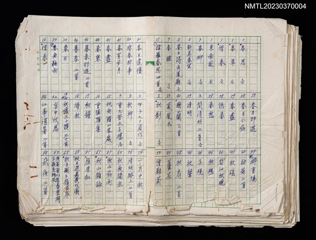 主要名稱：漁笙吟草手抄稿（謄稿）圖檔，第1張，共2張