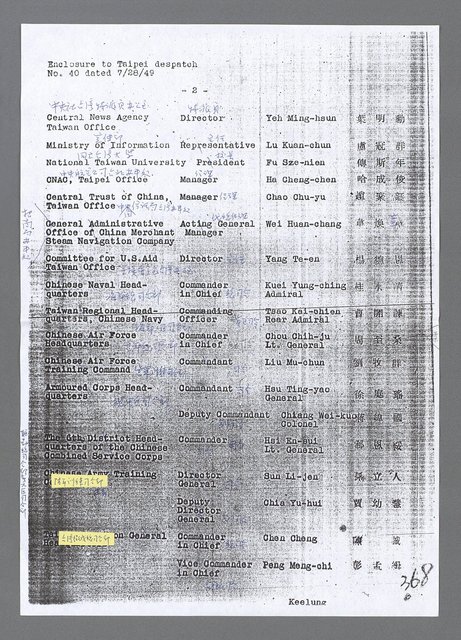 主要名稱：美國國務院臺灣檔案（五）（1945~1949）圖檔，第949張，共1048張