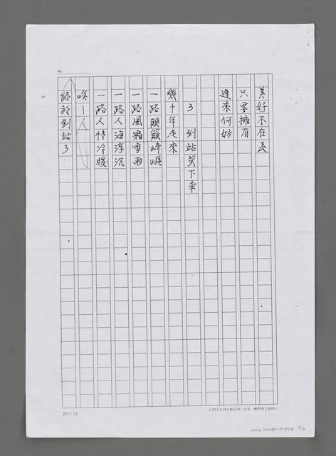 主要名稱：「孔子的夢想」等詩（影本）圖檔，第3張，共6張