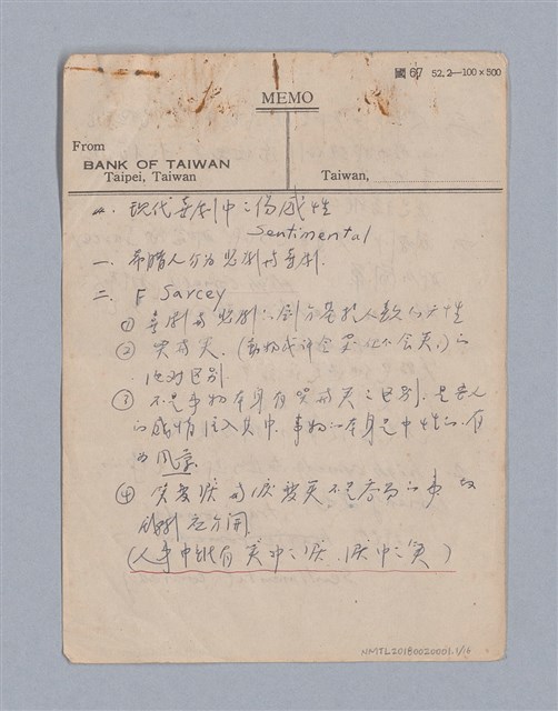 主要名稱：現代戲劇中之傷感性/劃一題名：現代戲劇教材圖檔，第1張，共16張