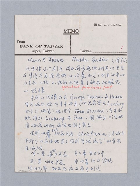 主要名稱：Henrik Ibsen: Hedda Gabler(1890)/劃一題名：名劇分析圖檔，第1張，共17張