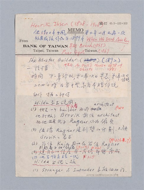 主要名稱：The Master Builder（1892）/劃一題名：名劇分析圖檔，第1張，共15張