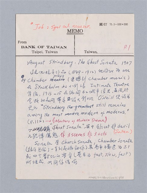 主要名稱：August  Strindberg ：The Ghost Sonata/劃一題名：名劇分析圖檔，第1張，共17張