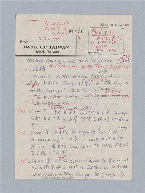 主要名稱：Mother Courage and Her Children(1939)/劃一題名：名劇分析圖檔，第1張，共16張