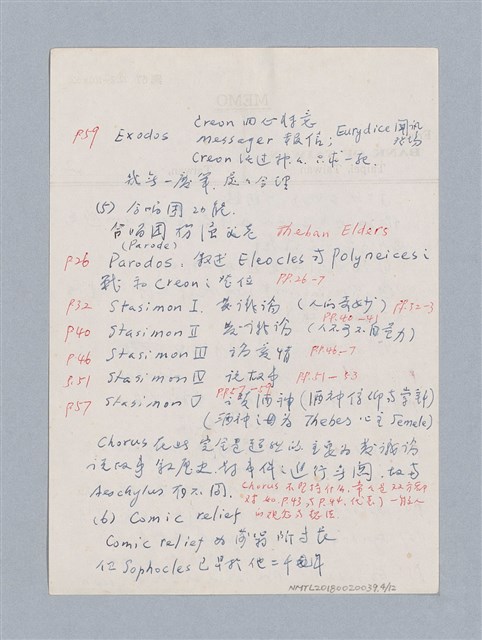 主要名稱：安蒂岡尼：Sophocles 495B.C.-405B.C./劃一題名：名劇分析圖檔，第4張，共16張