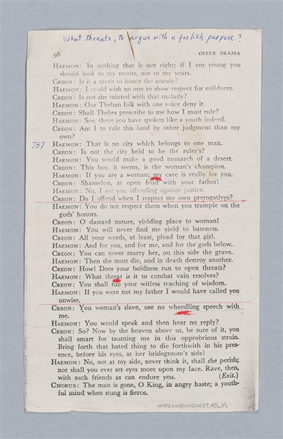 主要名稱：安蒂岡尼：Sophocles 495B.C.-405B.C./劃一題名：名劇分析圖檔，第13張，共16張
