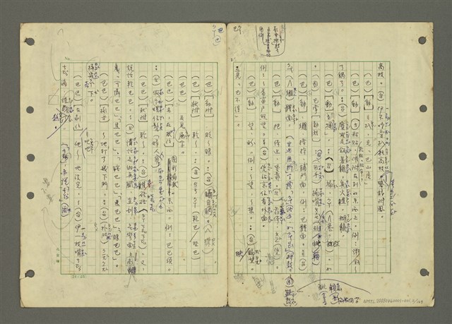 主要名稱：國台對照活用辭典印製手稿/副題名：ㄅㄚ~ㄅ一ㄢ圖檔，第2張，共175張
