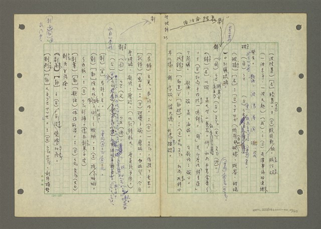 主要名稱：國台對照活用辭典印製手稿/副題名：ㄅㄚ~ㄅ一ㄢ圖檔，第23張，共175張