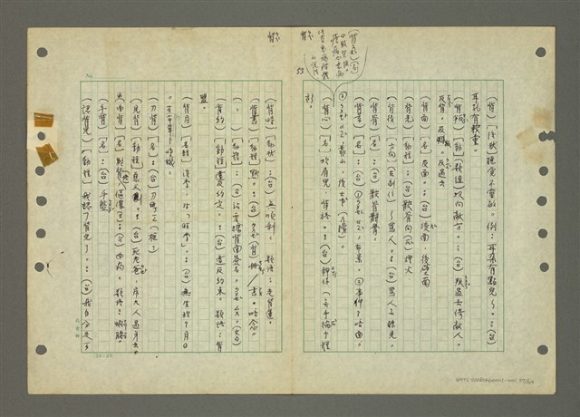 主要名稱：國台對照活用辭典印製手稿/副題名：ㄅㄚ~ㄅ一ㄢ圖檔，第57張，共175張