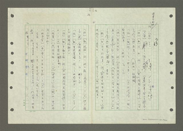 主要名稱：國台對照活用辭典印製手稿/副題名：ㄅㄚ~ㄅ一ㄢ圖檔，第81張，共175張