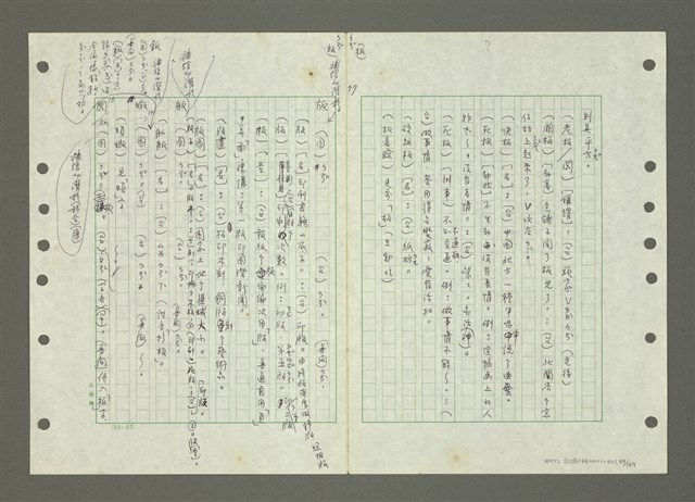 主要名稱：國台對照活用辭典印製手稿/副題名：ㄅㄚ~ㄅ一ㄢ圖檔，第89張，共175張