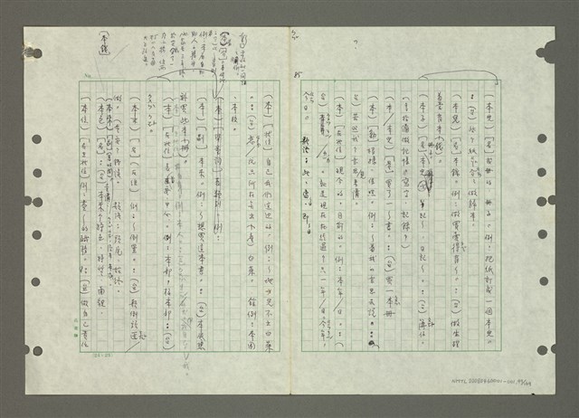 主要名稱：國台對照活用辭典印製手稿/副題名：ㄅㄚ~ㄅ一ㄢ圖檔，第97張，共175張